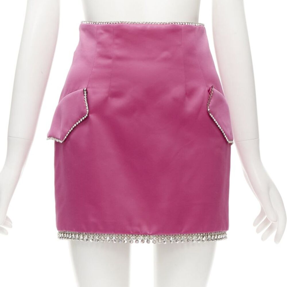 Giuseppe di Morabito pink satin crystal rhinestone mini skirt